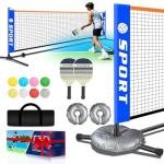 Pickleball Net for Driveway, Portable Pickleball Net Set with Paddles, Water Bags,Portable Outdoor Pickleballs, Mini Pickleball Net, Carry Bag,10FT PickleBalls Net Weather Resistant Steady Metal Frame