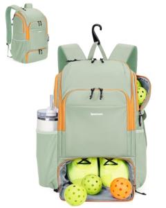 sportsnew Pickleball Bag Large Sports Pickleball Backpack with Shoe Compartment for Men Women, Mint Green Patent Pending