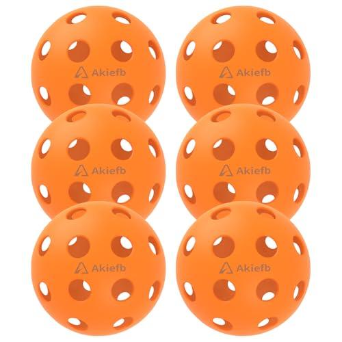 Akiefb Pro-Grade 40-Hole Outdoor/Indoor Pickleball Balls(6Pack) High Bounce, Durable Construction with Wind-Resistant Design, Built for Practice & Rec for Competitive Play(Orange)