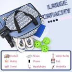 Boulder Bee Pickleball Bags, PickleBall Tote Bag for Women, Women’s Hand/Shoulder Gym Bag w Water Bottle Holder, With Pickleball Racquet/Paddle Holder (Blue Circle)