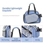 Boulder Bee Pickleball Bags, PickleBall Tote Bag for Women, Women’s Hand/Shoulder Gym Bag w Water Bottle Holder, With Pickleball Racquet/Paddle Holder (Blue Circle)