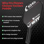 Toovem Pro Pickleball Paddle – Carbon Fiber Pickleball Paddle with T700 Layers & Polypropylene Core, Lightweight Professional Pickle Ball Racket for Power & Control, Whole Set with 2 Balls & Bag