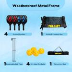 TEILLNET Pickleball Set with Net & Metal Ball Holder - Portable 22FT Regulation Size Net, 4 Wooden Paddles, 4 Balls and Carry Bag, Weather-Resistant Metal Frame, Perfect for Outdoor Indoor Driveway