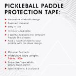 PICKLETECH Pickleball Paddle Protection Tape Pink - Paddle Head Edge Guard - Racket Edge Protection Tape -Fit Perfectly Curved Edge -No Wrinkling Pizzazz Contrasty Colors