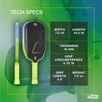 JOOLA Agassi Heat Vision 16mm Pickleball Paddle - New Shape w/Extended Sweet Spot - Textured Carbon Fiber Surface for Spin - SK Film for Less Vibration - USAP Approved - NFC Chip Enabled