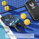 Pickleball Paddles Set of 4, USAPA Approved 99.99% Carbon Fiber Surface Pickleball Sets PP Honeycomb Core Pickleball Rackets, Lightweight Paddles with 4 Balls 1 Bag for Beginners Medium (Blue Waves)