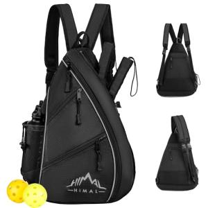 Himal Pickleball Bag Adjustable, Pickleball Backpack with Water Bottle Holder for Men and Women (black)