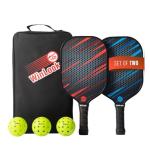 JP WinLook Pickleball Paddles Set - Fiberglass Rackets for Beginners to Professional Skill Levels - for Indoor or Outdoor Play - Includes 2 Premium Racquets, 3 Pickleballs, & a Carrying Bag
