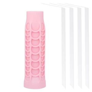 Silicone Pickleball Paddle Grip Cover | Non-Slip Shock Absorbing Handle Sleeve | Anti-Twist Internal Texture with Easy-Install Strips for Enhanced Control & Sweat Resistance (Pink)
