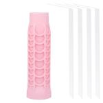 Silicone Pickleball Paddle Grip Cover | Non-Slip Shock Absorbing Handle Sleeve | Anti-Twist Internal Texture with Easy-Install Strips for Enhanced Control & Sweat Resistance (Pink)