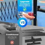 Retractable Pickleball Net - Durable and Lightweight Indoor/Outdoor Portable Pickleball Net with Steady Metal Frame, Free Assembly & Carry Bag for Backyards, Driveways and Garages