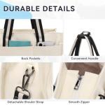 VASCHY Pickleball Tote Bags For Women With Fence Hook, Canvas Pickleball Paddle Holder Case Work/Gym/Sports Tote for 2 Rackets Beige