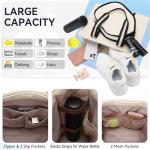 VASCHY Pickleball Tote Bags For Women With Fence Hook, Canvas Pickleball Paddle Holder Case Work/Gym/Sports Tote for 2 Rackets Beige