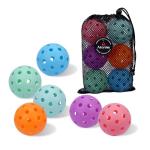 AILANFEI Pickleball Balls 6 Pack | 12 Pack- 40 Holes Outdoor Pickleball with Bag, Perfectly Balanced, High Bounce, Crack-Resistance，USAPA Standard - Multiple Colors (Colorful, 6)