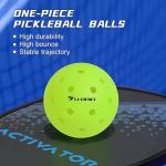 U-BRIO Outdoor Pickleball Balls, 40 Holes Rotation One-piece Green 3 Pack, High Bounce Stable Trajectory Stylish Durable Crack-Resistant Pickleballs.