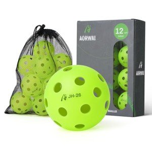 Aorwai 12 Pack Durable 26-Hole Pickleball Balls