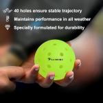 U-BRIO Outdoor Pickleball Balls, 40 Holes Rotation One-piece Green 3 Pack, High Bounce Stable Trajectory Stylish Durable Crack-Resistant Pickleballs.