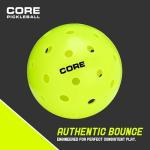 CORE Pickleball: PRO-40 | Outdoor Pickleball Balls - Durable, Regulation Size - USAPA Tournament Approved & Official Brand-Pickleball World Cup - 3 Count