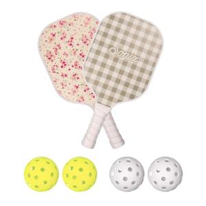 Sonix | USAPA Approved | Pickleball Paddles Set of 2 | Fiberglass Surface Pickle Ball Set with 2 Rackets, 4 Balls, & Bag | Cottage Floral