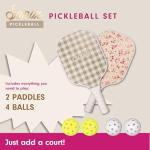 Sonix | USAPA Approved | Pickleball Paddles Set of 2 | Fiberglass Surface Pickle Ball Set with 2 Rackets, 4 Balls, & Bag | Cottage Floral