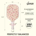 Sonix | USAPA Approved | Pickleball Paddles Set of 2 | Fiberglass Surface Pickle Ball Set with 2 Rackets, 4 Balls, & Bag | Cottage Floral