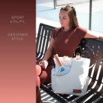 Picklefab Designer Pickleball Bags for Women | Canvas & Vegan Leather Pickle Ball Tote Bag with Cover Pockets for 4 Paddles | 12"x14"x5.5" Medium Tote Bag with Paddle Pocket & Fence Hook