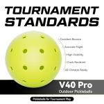 YVMOVE V40Pro Outdoor Pickleball Balls - Seamless Rotational Molding for Crack Resistance - USAPA Standard Bounce&Flight - Neon Green 40-Hole Pickleballs for Tournaments/Family Games (3-Pack/12-Pack)