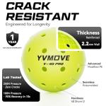 YVMOVE V40Pro Outdoor Pickleball Balls - Seamless Rotational Molding for Crack Resistance - USAPA Standard Bounce&Flight - Neon Green 40-Hole Pickleballs for Tournaments/Family Games (3-Pack/12-Pack)