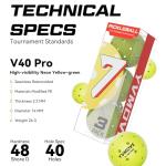 YVMOVE V40Pro Outdoor Pickleball Balls - Seamless Rotational Molding for Crack Resistance - USAPA Standard Bounce&Flight - Neon Green 40-Hole Pickleballs for Tournaments/Family Games (3-Pack/12-Pack)