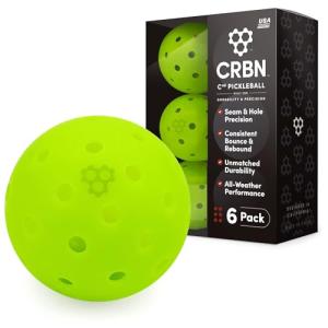 CRBN Pickleball - C40 Balls 6 Pack - Outdoor Pickleball Balls - Built for Durability & Precision - Roto-Molded 1-Piece Design