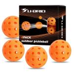 U-BRIO Pickleball Balls, 40 Holes Outdoor Pickleball Balls Orange 4 Pack High Bounce Stable Trajectory Stylish Durable Crack-Resistant Pickleballs.