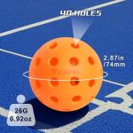 U-BRIO Pickleball Balls, 40 Holes Outdoor Pickleball Balls Orange 4 Pack High Bounce Stable Trajectory Stylish Durable Crack-Resistant Pickleballs.