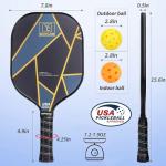 YC DGYCASI Pickleball Paddles Set of 2, USAPA Approved Carbon Fiber Surface Pickleball Set, Lightweight Pickle Ball Rackets 2 Pack, 2 Outdoor Pickleball, 2 Indoor Pickleball, 1 Pickleball Bag