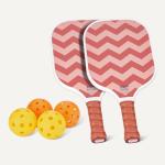 Amazon Basics Pickleball Paddles Set of 2, USAPA Approved Carbon Fiber Paddle with 4 Balls, Lightweight Pickle Ball Rackets, Carry Bag & Grips, Pastel Zigzag
