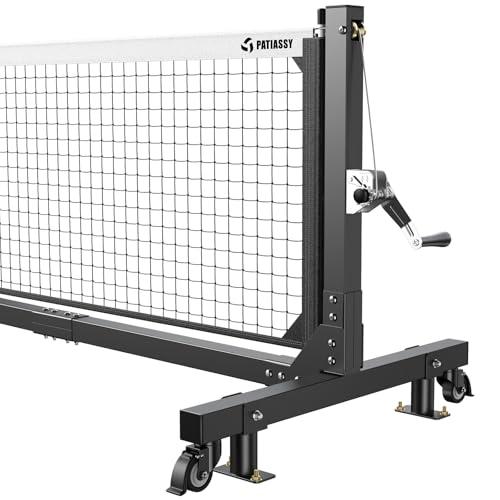 Patiassy Tournament-Grade Pickleball Net, IFP/USAPA Standards Regulation Size, Rust-Resistant Aluminum Frame with Hand-Crank Tension System for Semi-Permanent or Mobile Court Use