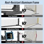 Patiassy Tournament-Grade Pickleball Net, IFP/USAPA Standards Regulation Size, Rust-Resistant Aluminum Frame with Hand-Crank Tension System for Semi-Permanent or Mobile Court Use