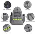 G4Free Tennis Bag, Tennis Backpack for Women Men, Large Pickleball Bag, Holds 4 Rackets with Shoe Compartment, Grey, L, Casual Daypack