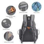 G4Free Tennis Bag, Tennis Backpack for Women Men, Large Pickleball Bag, Holds 4 Rackets with Shoe Compartment, Grey, L, Casual Daypack