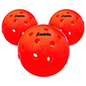 Franklin Sports Outdoor Pickleballs - X-40 Pickleball Balls - USA Pickleball (USAPA) Approved - 3 Pack Outside Pickleballs - Ember - US Open Ball