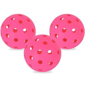 REAHOISY Outdoor Pickleball Balls 3/12/48 Pack, 40 Holes High Bounce Pickleballs, Durable Outside Pickle Ball for All Paddles & Courts - 3 Pack, Fuchsia