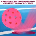 REAHOISY Outdoor Pickleball Balls 3/12/48 Pack, 40 Holes High Bounce Pickleballs, Durable Outside Pickle Ball for All Paddles & Courts - 3 Pack, Fuchsia