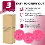 REAHOISY Outdoor Pickleball Balls 3/12/48 Pack, 40 Holes High Bounce Pickleballs, Durable Outside Pickle Ball for All Paddles & Courts - 3 Pack, Fuchsia