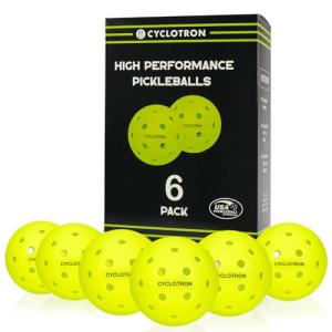 cyclotron P-40 Outdoor Pickleball Balls - USAPA Approved 40-Hole Pickleballs for Tournament Play - Seamless HDPE Rotational Molding for Wind Resistance & Durability(6-Pack)