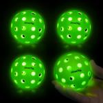 GlowCity LED Pickleball Set: Pack of 4 Glow in the Dark Pickleballs with 20 Hours of Glow Time - Great for Night Time Play