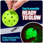 GlowCity LED Pickleball Set: Pack of 4 Glow in the Dark Pickleballs with 20 Hours of Glow Time - Great for Night Time Play