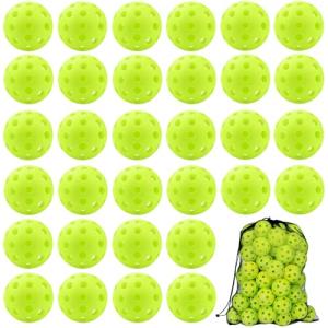 SAYAYA 50 Pack Outdoor Pickleball Balls Premium High Elasticity 40-Hole Pickleballs with Mesh Bag for Beginners, Advanced Players, Balanced, High Bounce True Flight, Tournament Play, Family Fun(Green)