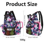 ZOEA Pickleball Backpack with Water Bottle Holder, Waterproof Multi-Style, Reflective Design, Adjustable Straps, Hidden Storage (Gray Flower)