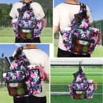 ZOEA Pickleball Backpack with Water Bottle Holder, Waterproof Multi-Style, Reflective Design, Adjustable Straps, Hidden Storage (Gray Flower)