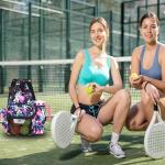 ZOEA Pickleball Backpack with Water Bottle Holder, Waterproof Multi-Style, Reflective Design, Adjustable Straps, Hidden Storage (Gray Flower)