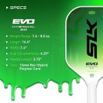Selkirk Sport SLK Evo Hybrid XL Pickleball Paddle by Selkirk Sport | C7-Flex Hybrid Fiberglass Pickleball Paddle Face with Spinflex Surface and Rev-Hybrid Polymer Core | Hybrid Green XL